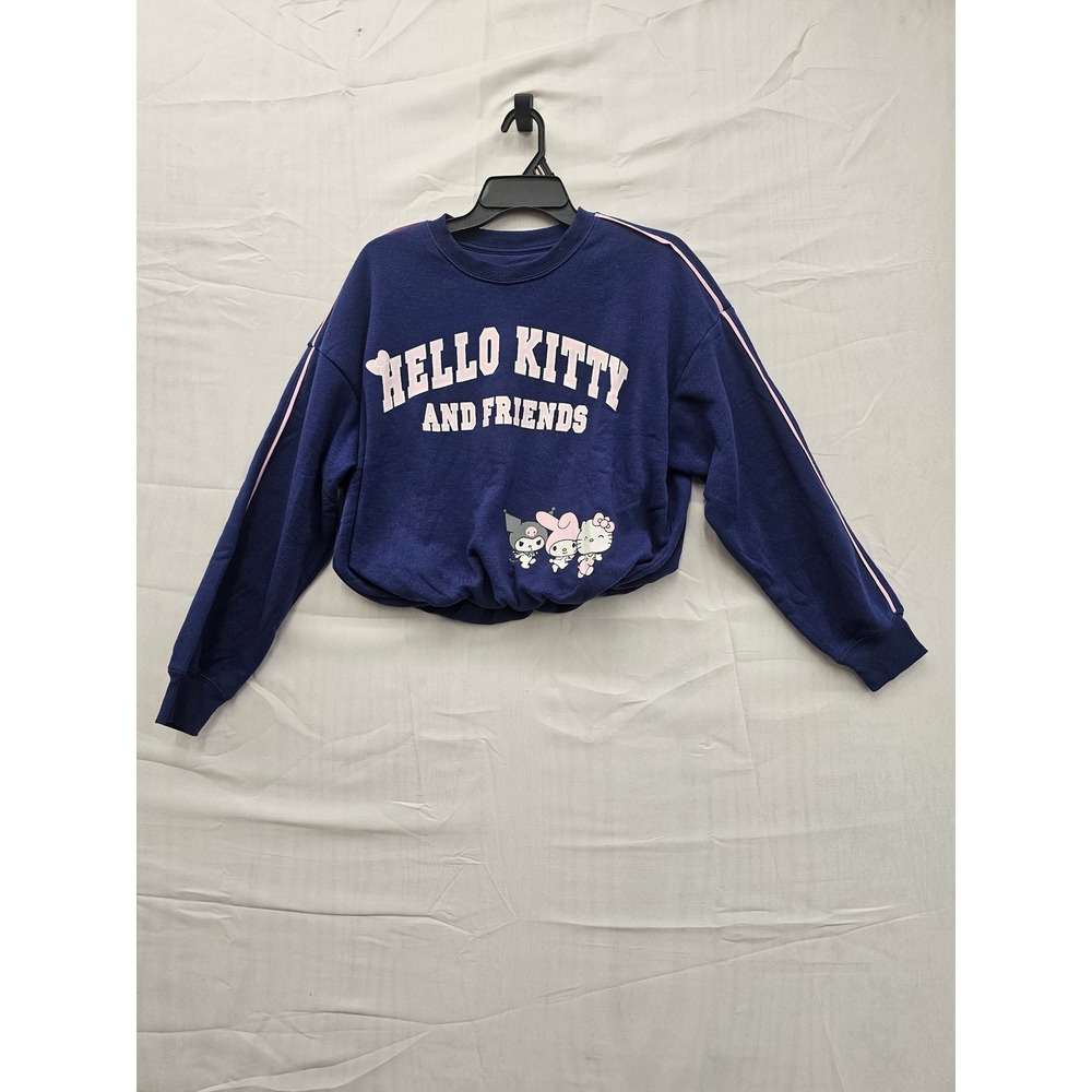 Sanrio Hello Kitty and Friends Cropped Sweatshirt Crown Blue Small